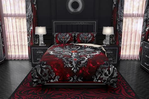 Gothic Ankh Bedding Set Victorian Goth Duvet Cover Comforter And Pillow