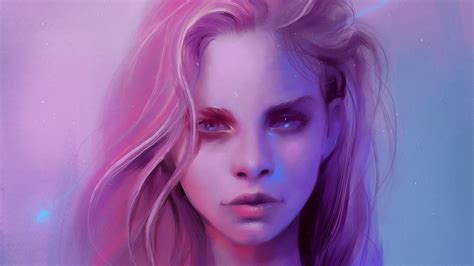 Pink Girl Portrait Art 4k Wallpaperhd Artist Wallpapers4k Wallpapers