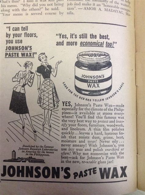 Johnsons Paste Wax Advertisement 1952 Sc Johnson Johnson I Can Tell