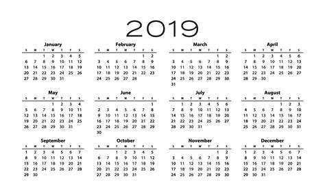 2019 Calendar Template Free Stock Photo Public Domain Pictures
