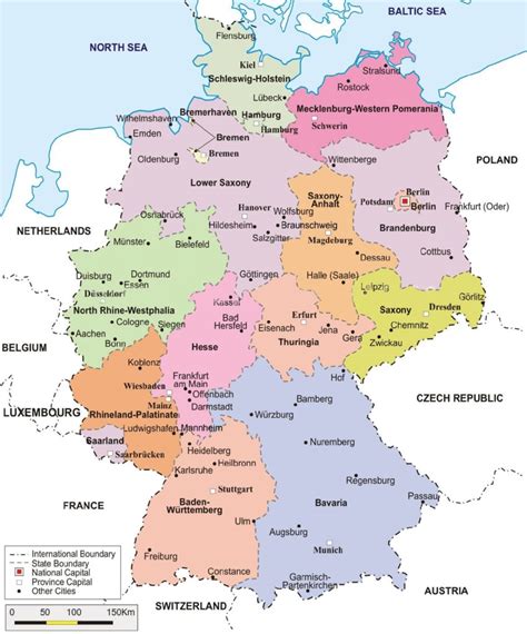 Mapa de Alemania con regiones y ciudades | Mapas de Alemania para