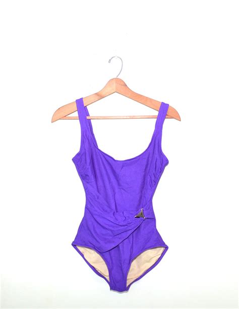 Purple Swimsuit Purple Bathing Suit One Piece Swimsuit Vintage Etsy