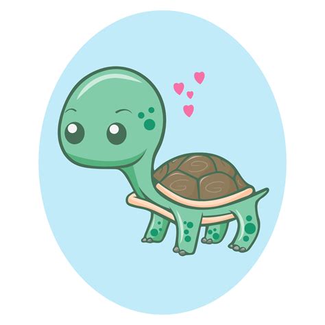 Cute Kawaii Turtle Cartoon Illustration 5276524 Vector Art At Vecteezy
