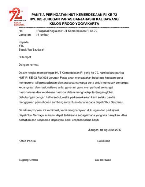 (PDF) PROPOSAL HUT KEMERDEKAAN RI ke 72 | JURUGAN INFO - Academia.edu