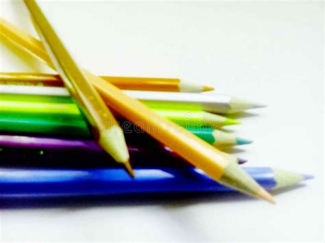 Colored Pencils On The Paper Stock Image Image Of Multicolors Paper