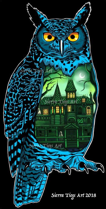 halloween owl with haunted house part of the halloween silhouette collection by sierra tiegs
