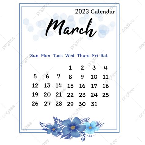 March 2023 Calendar Png Transparent 2023 Calendar Of March March 2023
