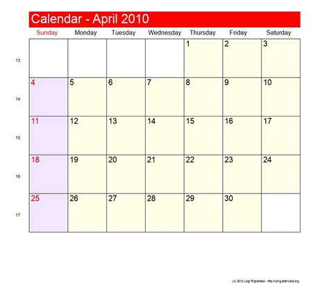 April 2010 Roman Catholic Saints Calendar