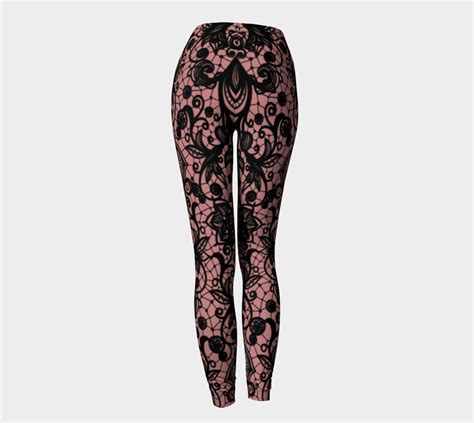 Lace Leggings For Women Sexy Lace Print Nude And Black Yoga Leggings