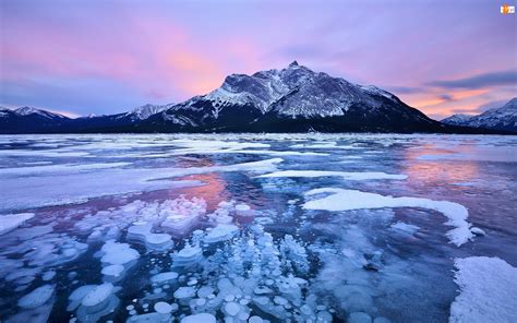 Kanada Góry Alberta Abraham Lake Lód Canadi