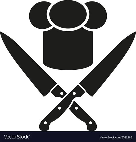 The Chef Hat And Crossed Knives Icon Cook Vector Image