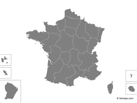Grey Map Of France With Regions Free Vector Maps