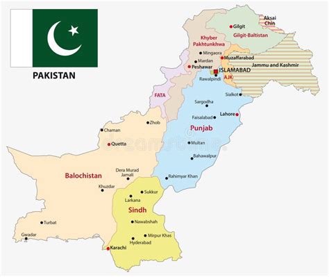 Mapa Administrativo Do Paquistão Com Bandeira Nacional E Localização No