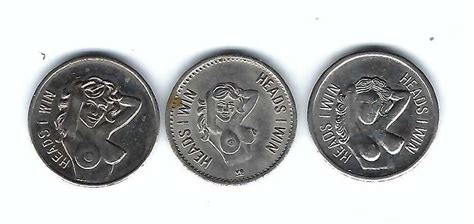 Vintage Nude Busty Woman Heads Tails Adult Peepshow Nickel Coins