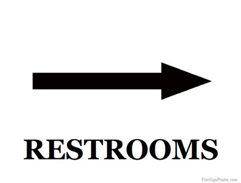 Printable Restroom With Right Arrow Sign