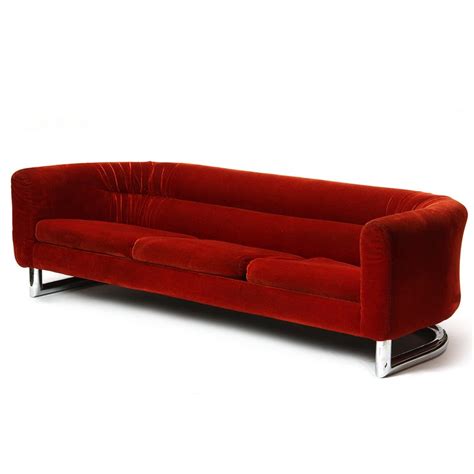 1950s italian red velvet sofa. Floating Red Velvet Sofa at 1stdibs