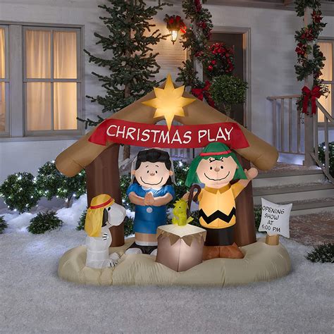 Tis Your Season Gemmy Inflatables Peanuts Nativity Scene Christmas