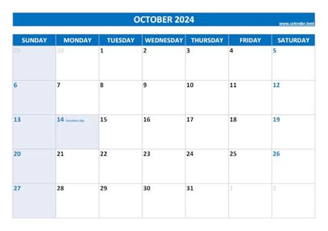 October 2024 Calendar Calendarbest