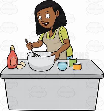 Clipart Cake Mixing Woman Cooking Baking Batter