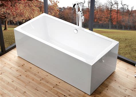 Deep Soaking Rectangle Acrylic Free Standing Bathtub With Overflow