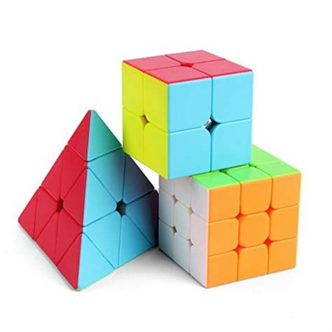 Roxenda Speed Cube Set Professional 2x2x2 3x3x3 Pyramid Cube Bundle Easy Turning And Smooth