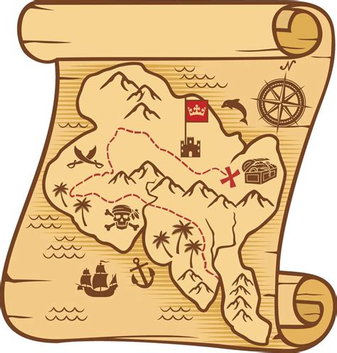 Pirate Map With Treasure 2258919 Vector Art At Vecteezy