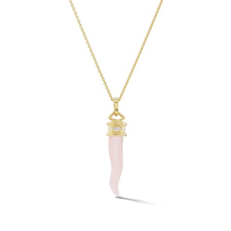 Cornicello Amulet Necklace In Pink Opal Emily Weld Collins