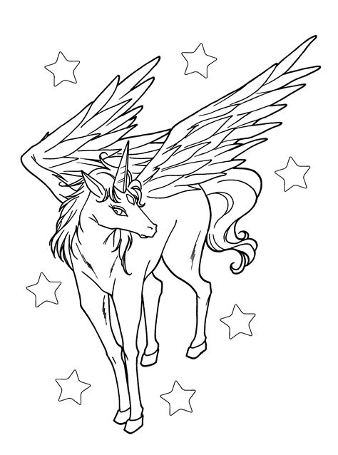 Pegasus Is Staring With Beautiful Eyes Coloring Page For Kids