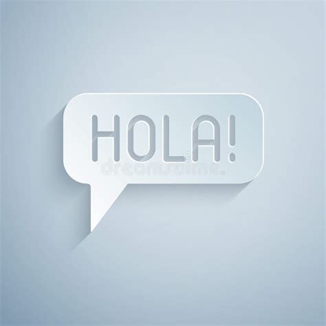 Paper Cut Hola Icon Isolated On Grey Background Paper Art Style Stock