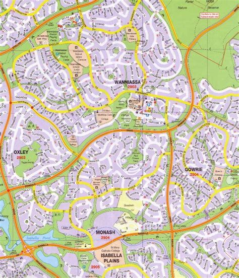 The map shows a city map of canberra with expressways, main roads and streets, canberra international airport (iata code: Canberra UBD Map, Buy Map of Canberra - Mapworld