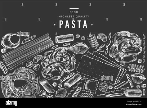 Italienische Pasta Design Vorlage Hand Vektor Essen Abbildung Auf Der