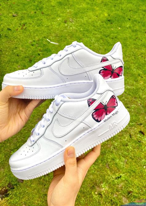 These are handmade individual work of wearable art using authentic sneakers and genuine dior material cut from a related products. Apr 30, 2020 - #pink butterfly Custom Air Force 1 Low ...