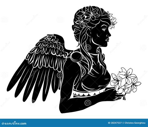 Stylised Angel Woman Illustration Stock Vector Illustration Of Black