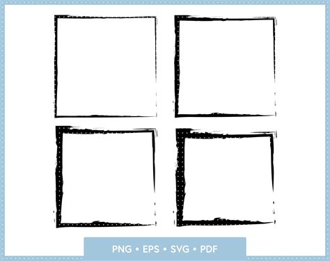 Grunge Square Outline Png Square Svg Distressed Square Etsy