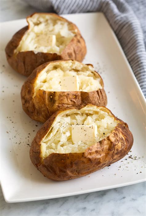 You won't get crispy skin in the microwave, so experts advise baking them for five minutes afterward. Baked Potatoes : Solfoods