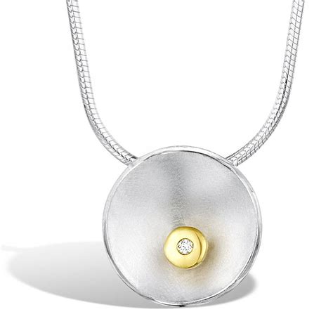 Silver And Gold Domed Diamond Pendant By Shona Jewellery