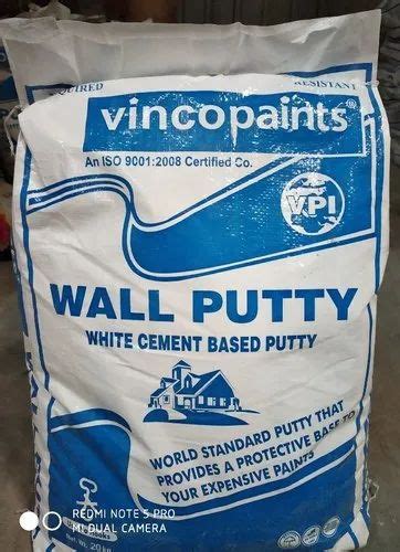 Vinco Paints White Cement Based Wall Putty Packing Size 40 Kg20 Kg