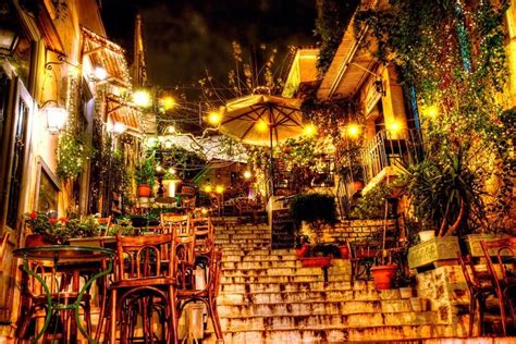 Nighttime At Plaka Athens Greece Athens By Night Athens Greece Athens