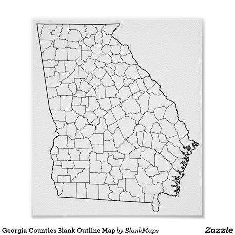 Georgia Counties Blank Outline Map Map Poster Outline Maps Georgia