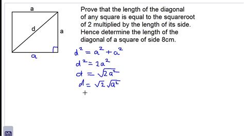 Proof That The Diagonal Of Square Is Sqrt2 Times Side Youtube