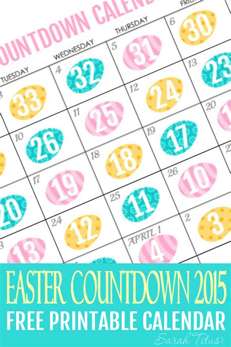 Free Printable Countdown Easter Calendar Sarah Titus