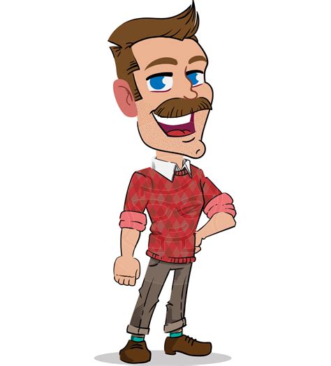 Simple Style Cartoon Of A Man With Mustache Graphicmama