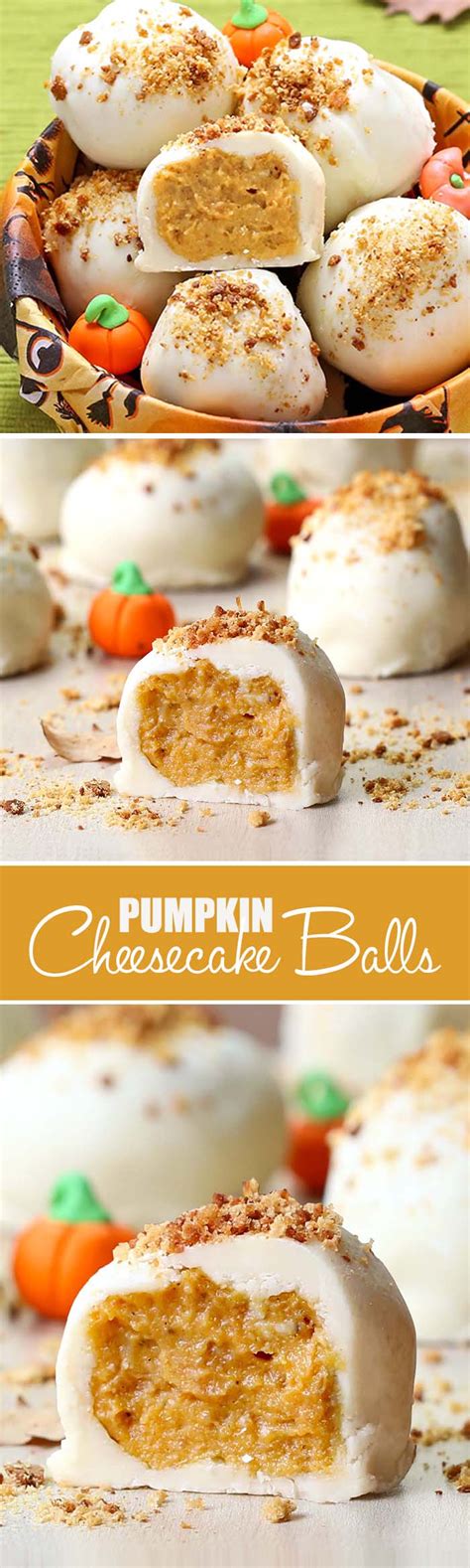 Pumpkin Cheesecake Balls Cakescottage Recipe Desserts Pumpkin