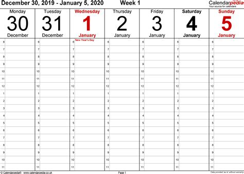 2020 Printable 5 Day Weekly Planner Calendar Example Calendar Printable
