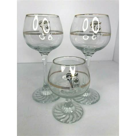 Vintage Olympic 1988 Glasses 22k Gold 1 Snifter 2 Wine Lot Of 3 Calgary Etsy