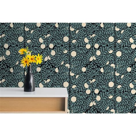 Mitchell Black Orange Grove Fabric Peelable Wallpaper Covers 36 Sq Ft