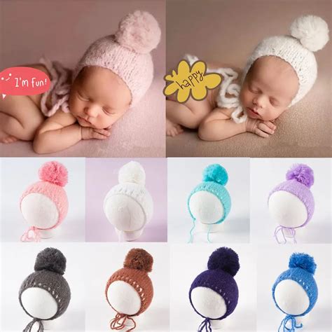 Bayi Baru Lahir Fotografi Alat Peraga Merajut Bola Bulu Topi Bayi Baru