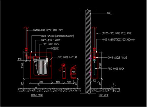 Typical Fire Hose Cabinet DWG Detail Download Plan N Design OFF