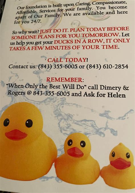 Put your ducks in a... - Dimery and Rogers Funeral Home, LLC.