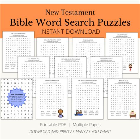 Printable Bible Word Search Kids Activity Book Bundle